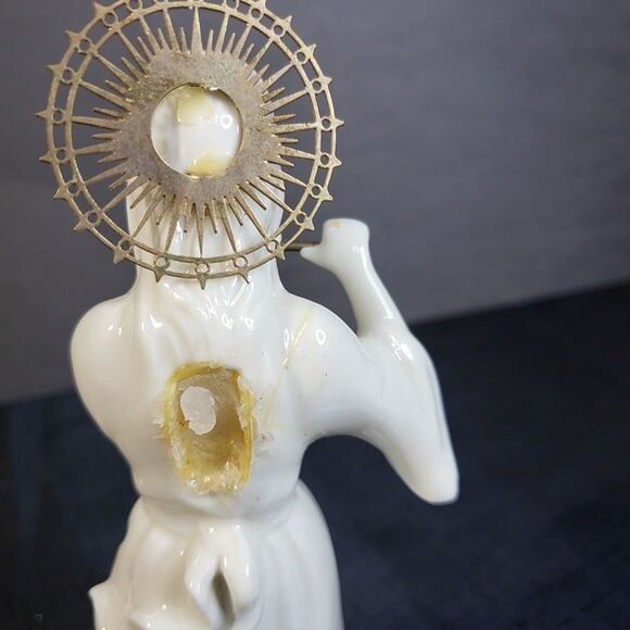 FLAWED White Porcelain Flute Playing Angel Figurine 8" - Picture 9 of 10